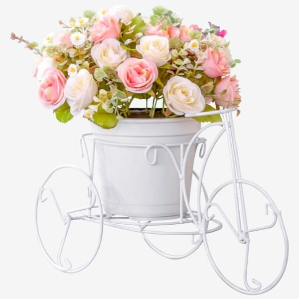 Bouquet On A Flower Pot On Modern White Bike Design